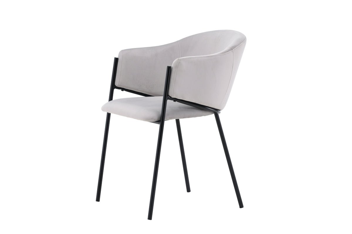 2-piece set - Chair Calyra with light gray velvet fabric