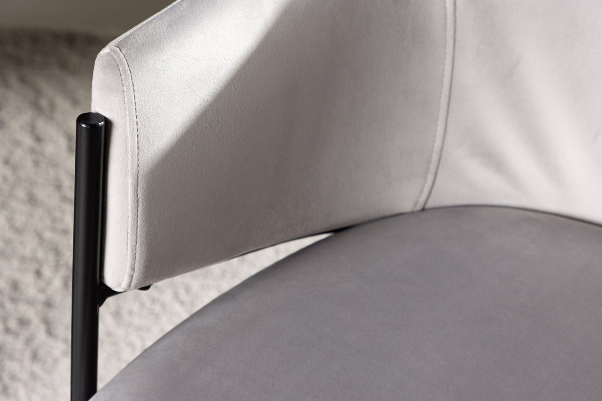 2-piece set - Chair Calyra with light gray velvet fabric