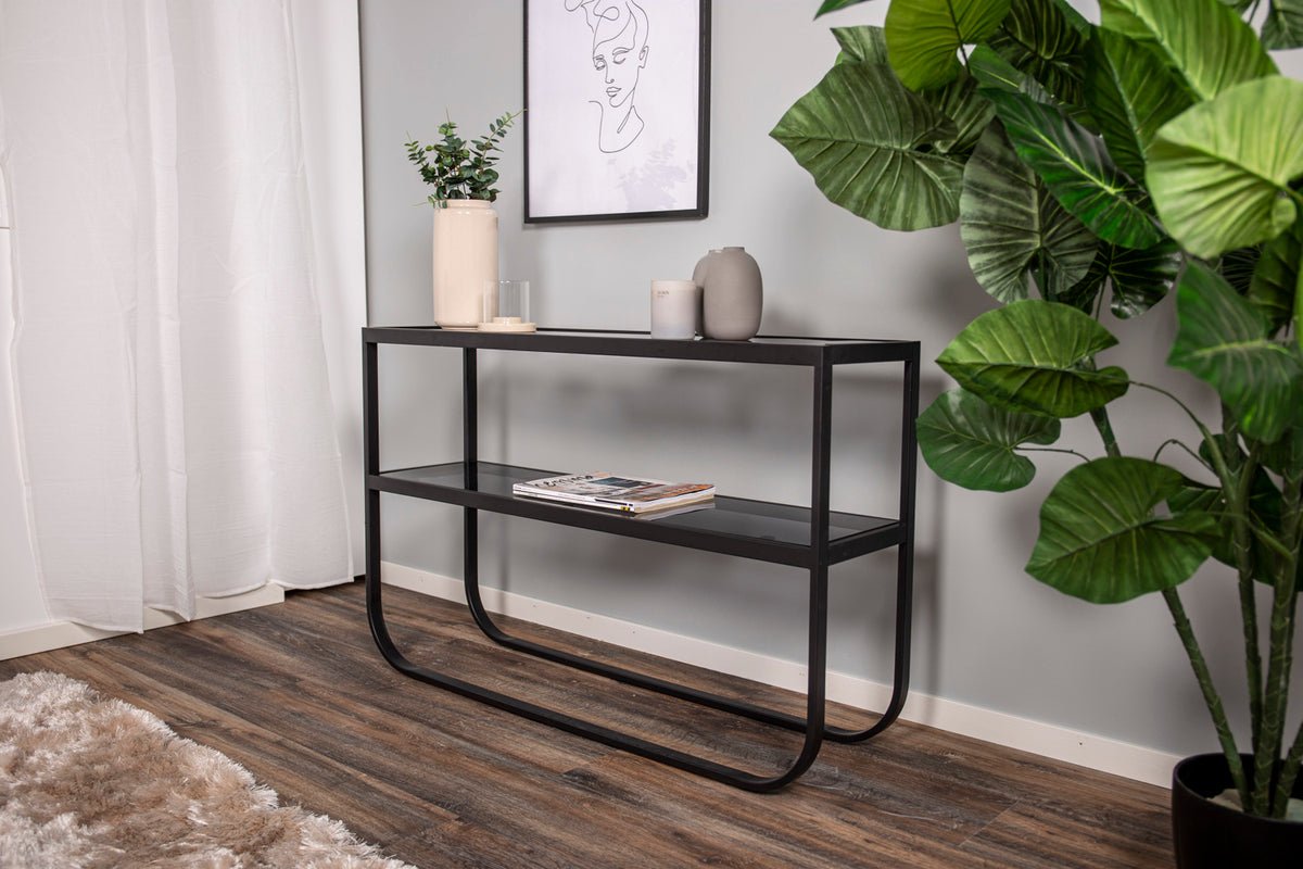 Side table Tiana – in Black or White with glass top