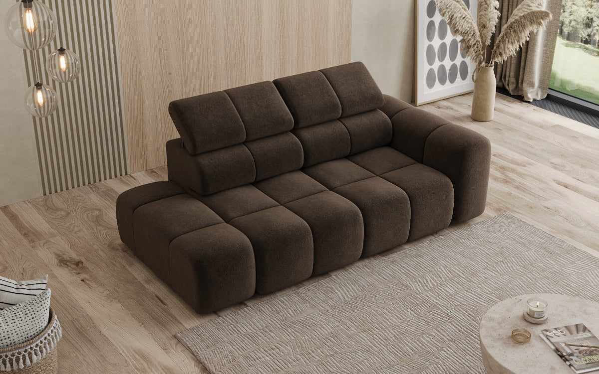 Designer Sofa 3-Sitzer mit Chaise Longue Mia in Chenille