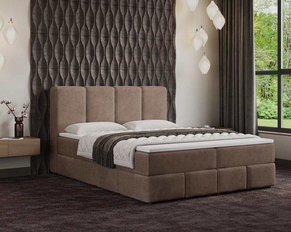 Box spring bed Venice velvet with storage