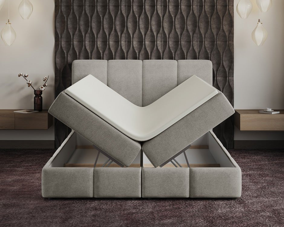 Box spring bed Venice velvet with storage