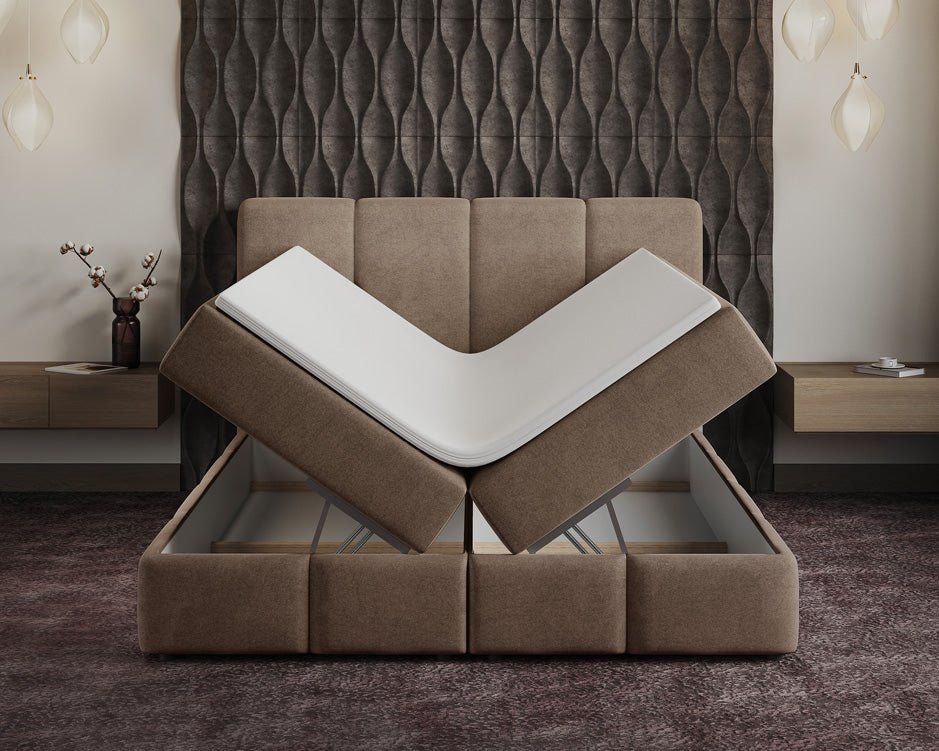 Box spring bed Venice velvet with storage