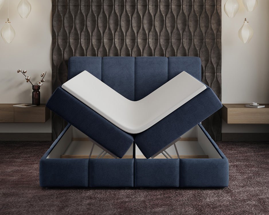 Box spring bed Venice velvet with storage