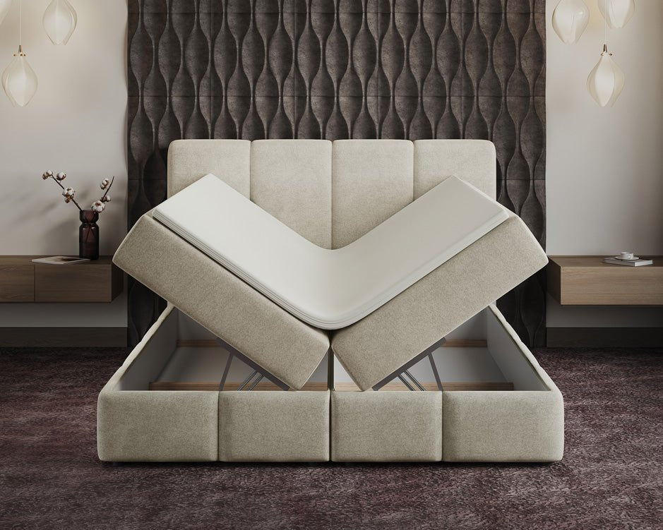 Box spring bed Venice velvet with storage