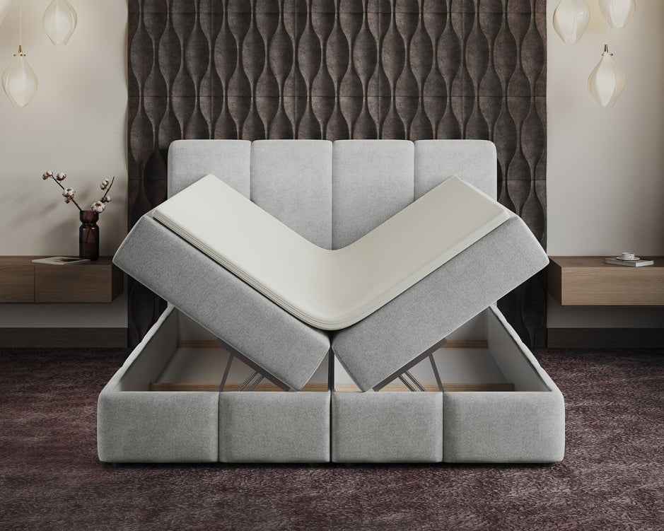 Box spring bed Venice velvet with storage