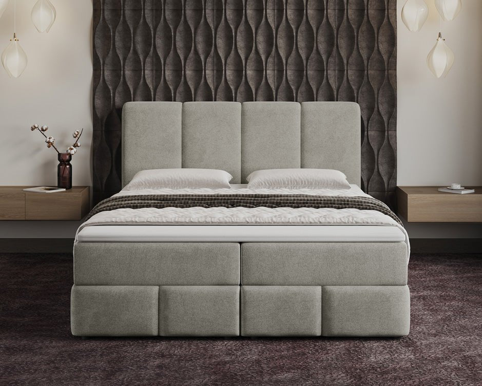 Box spring bed Venice velvet with storage