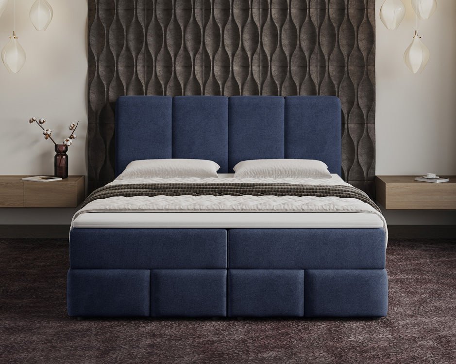 Box spring bed Venice velvet with storage
