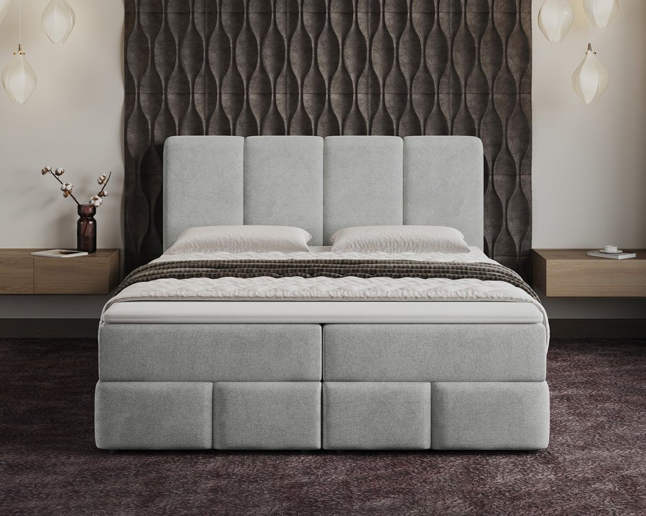 Box spring bed Venice velvet with storage
