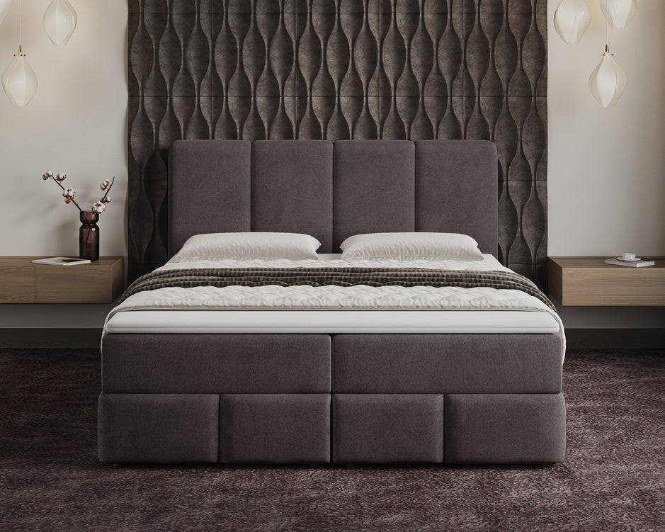 Box spring bed Venice velvet with storage
