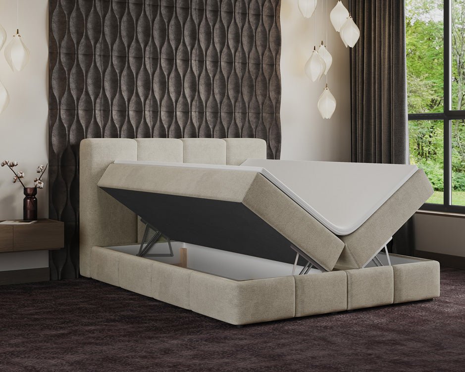 Box spring bed Venice velvet with storage