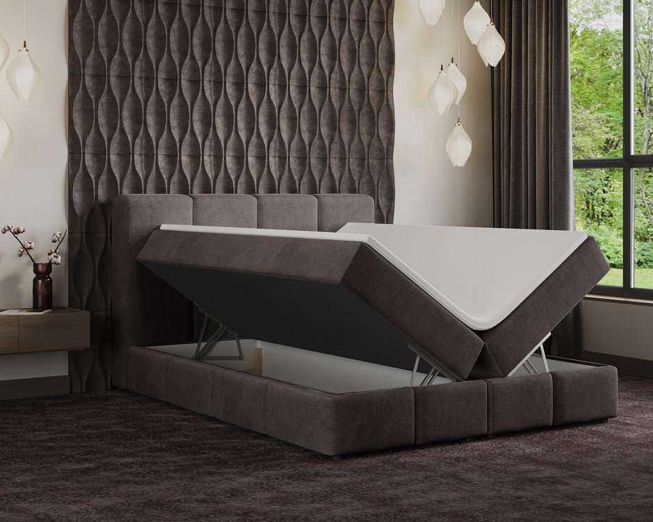 Box spring bed Venice velvet with storage