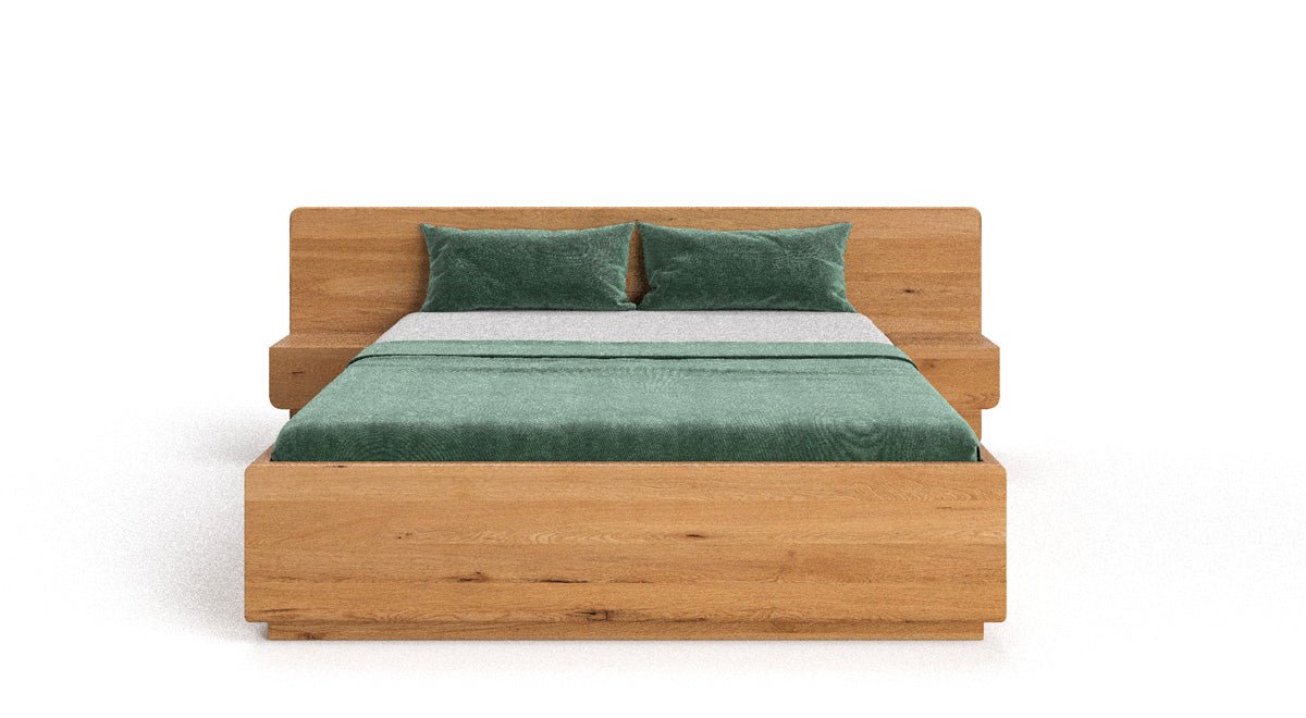 Designer Wooden Bed Fiona in Solid Oak with Storage