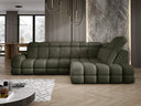 Designer corner sofa Lima with electric sleeper function in bouclé