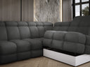 Designer corner sofa Lima with electric sleeper function in bouclé