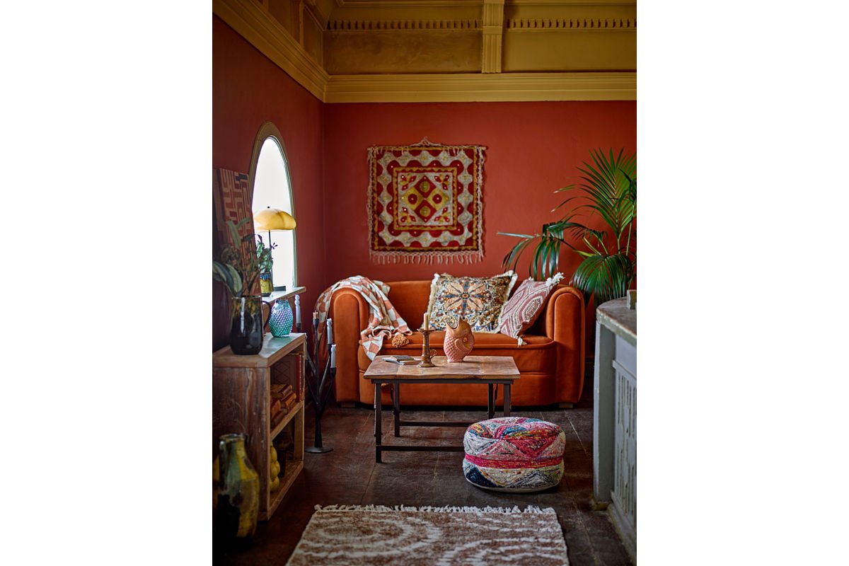 Tagesdecke Maru – Grafisches Karomuster in Braun und Weiß