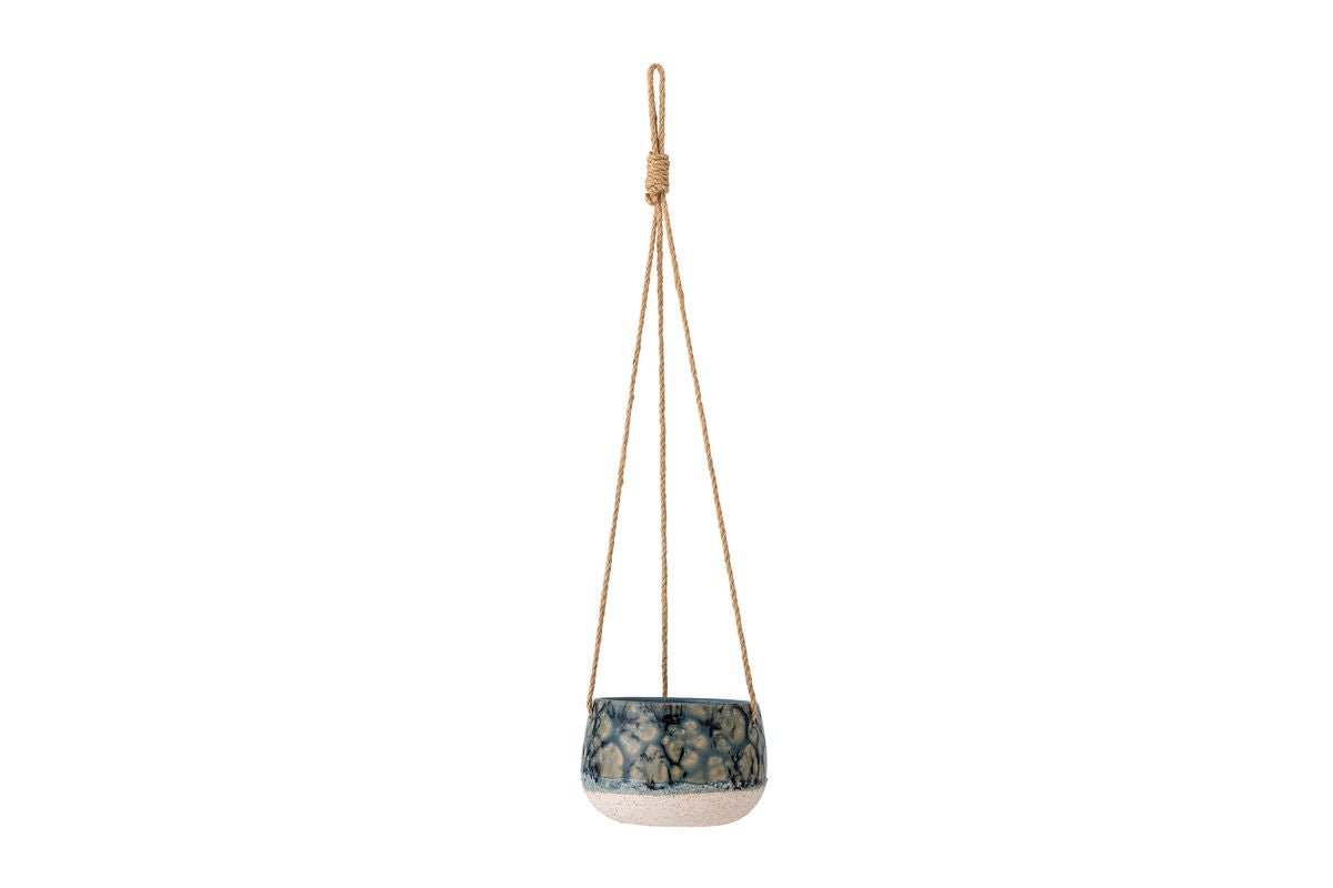 Hanging Flower Pot "Aquila" – Blue Stoneware