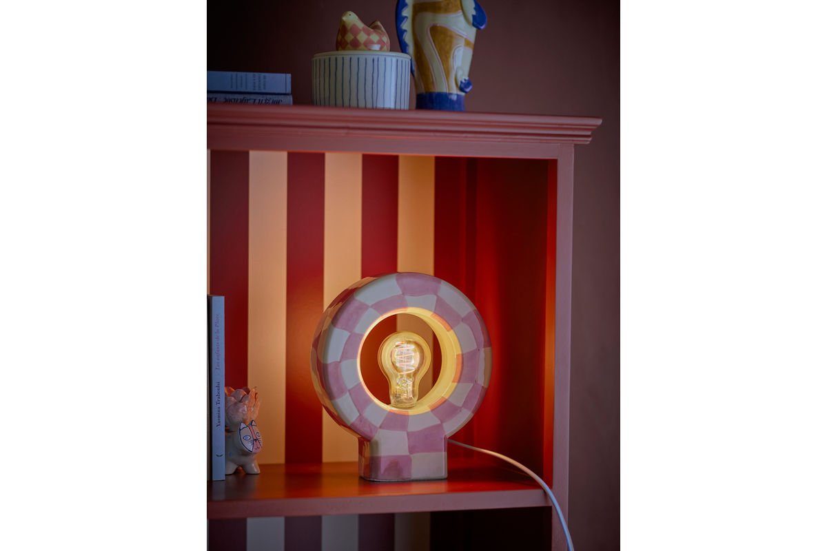 Table Lamp Halligalli - Checkered Stoneware