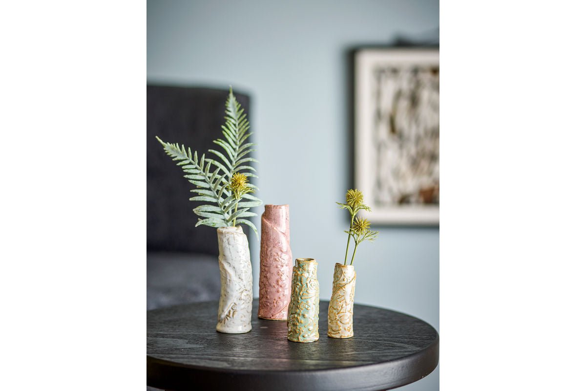 Vase "Tavik" – Stoneware with Reactive Glaze (Set of 4)