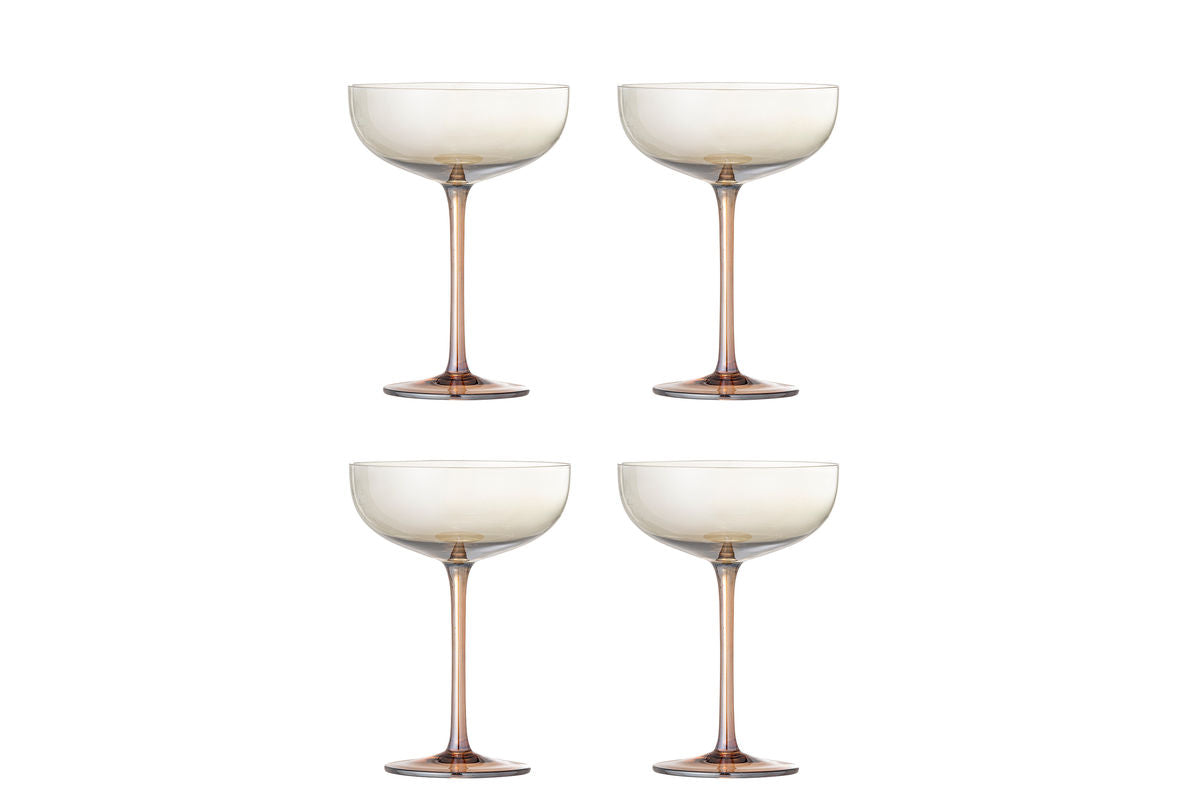 Cocktail Glasses Bianca – Glass in Bronze with Mother-of-Pearl Effect (Set of 4)