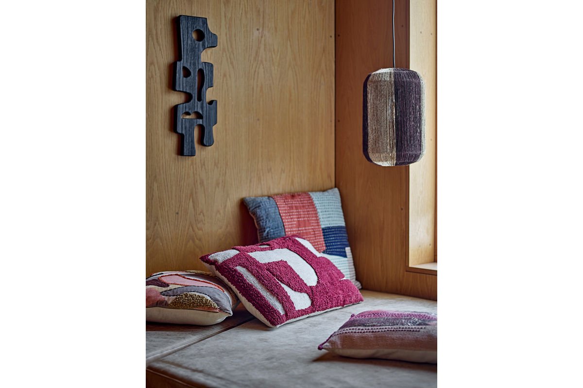 Decorative Cushion Cordoba – Abstract Tufting Design in Bordeaux Red