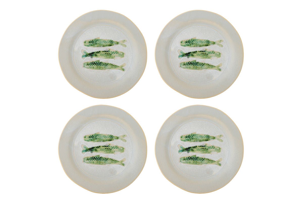 Plate Havik - made of stoneware - fish motif set of 4