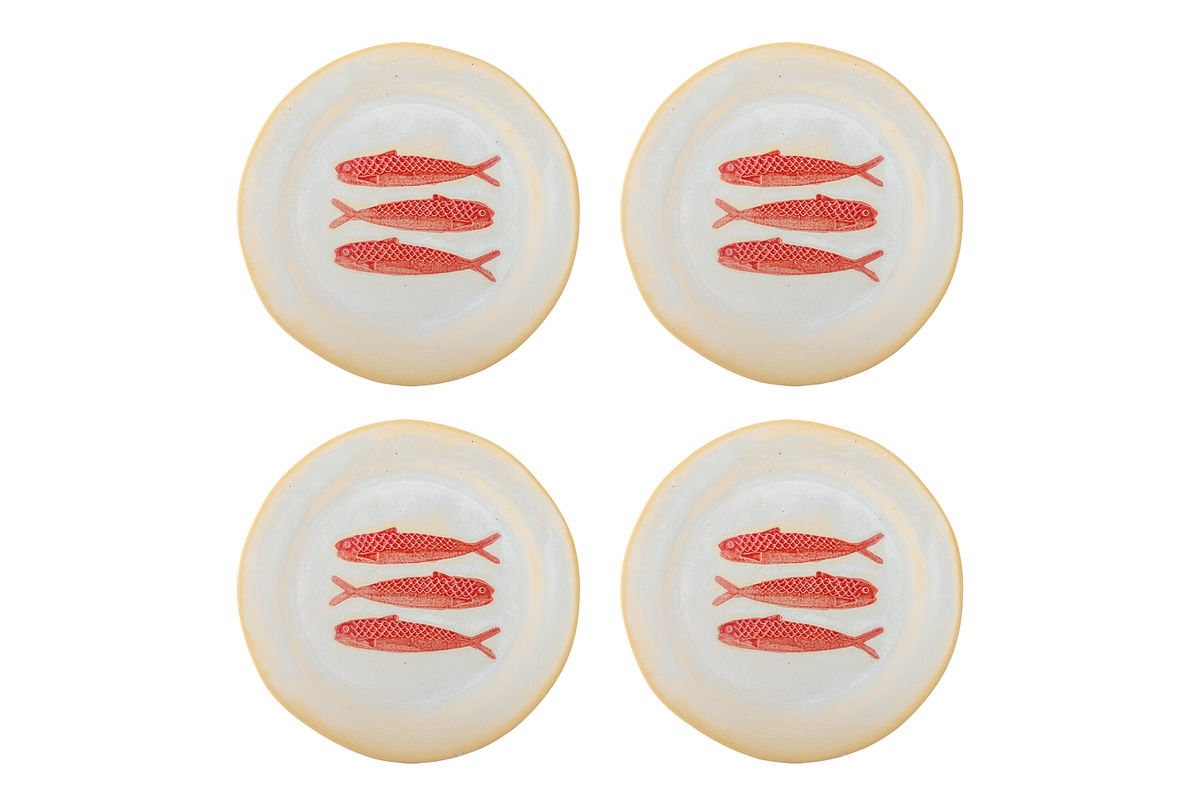 Maris Plate Set – Stoneware with Fish Motif (Set of 4)