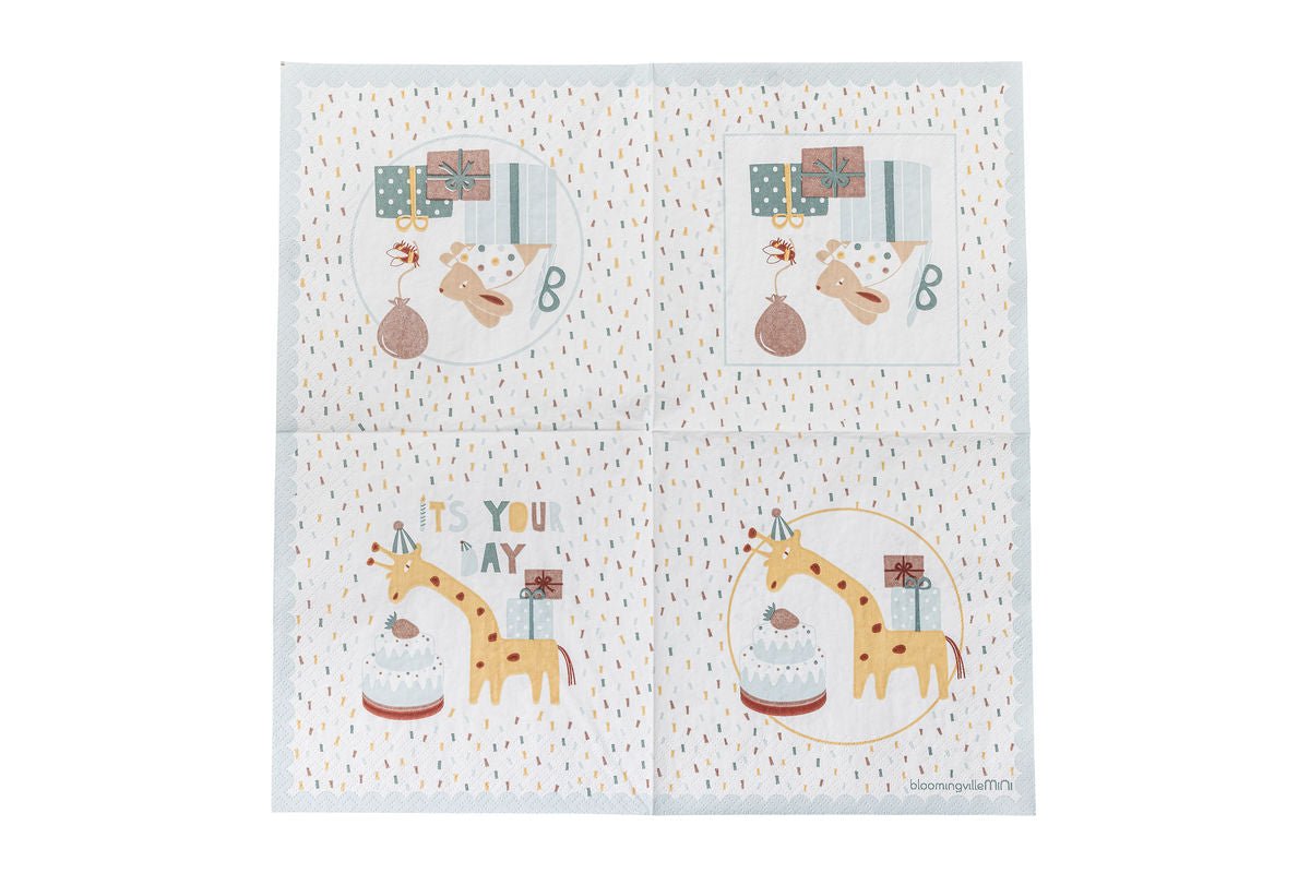 Kinder-Servietten „Party Friends“ – Blaues Papier (20er-Set)