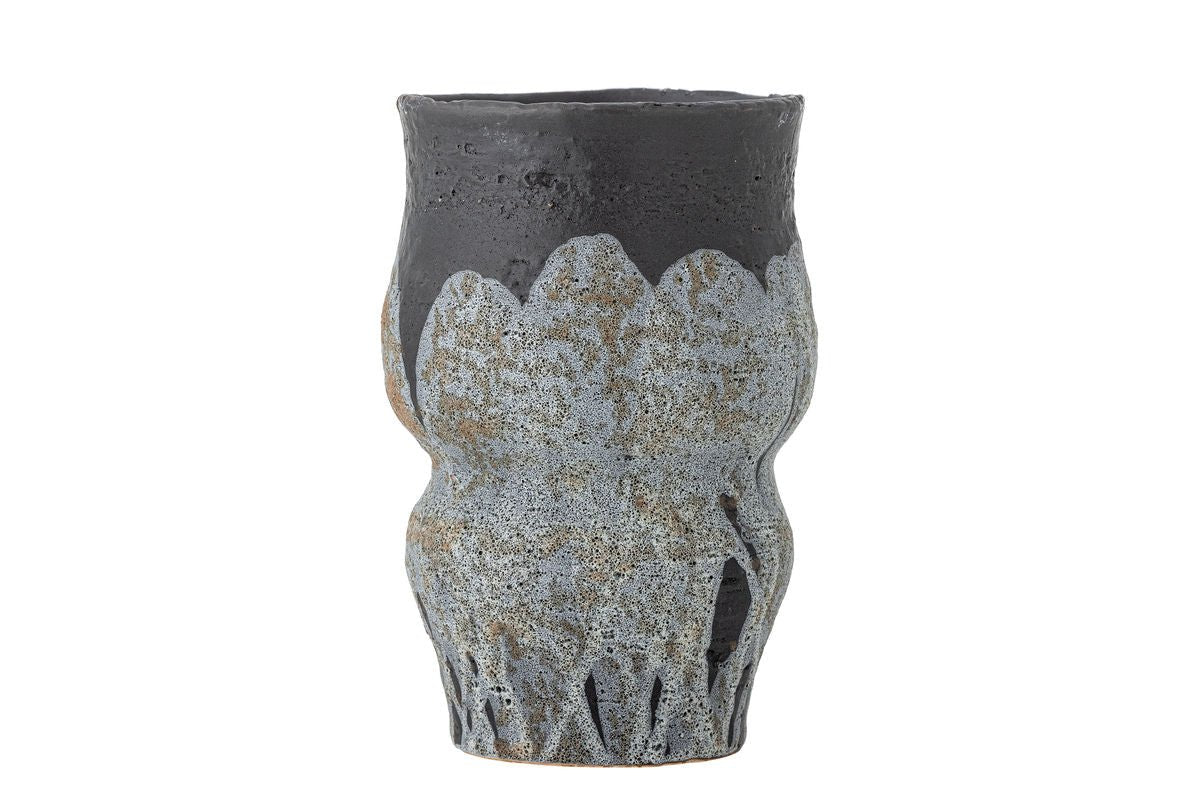 Flower Pot Elvar – Textured Glaze in Blue with Earth Tones