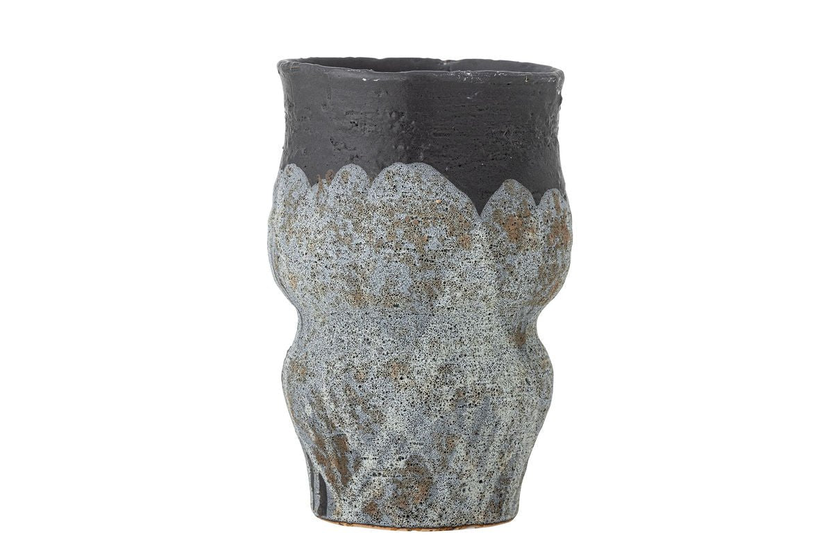 Flower Pot Elvar – Textured Glaze in Blue with Earth Tones