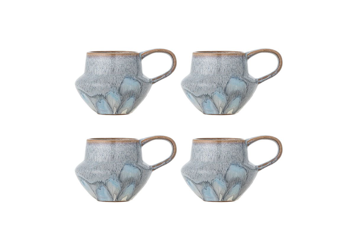 Cup Set "Elvion" – Blue Stoneware (4-piece)