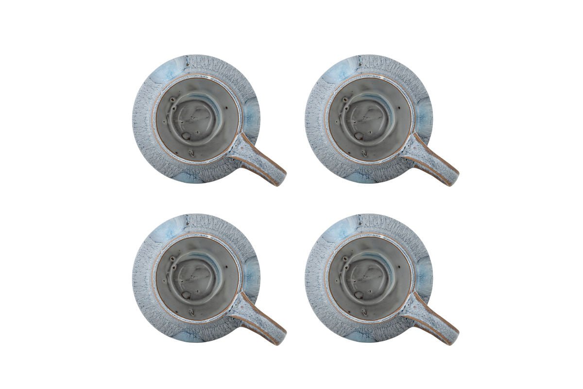 Cup Set "Elvion" – Blue Stoneware (4-piece)