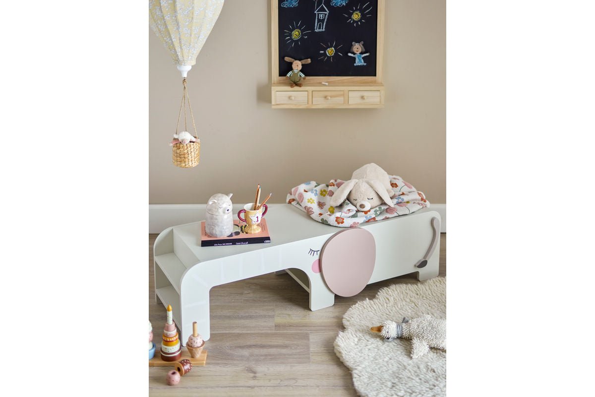 Children's Bench Rob - Elephant Bench with Storage & Shelving Compartments