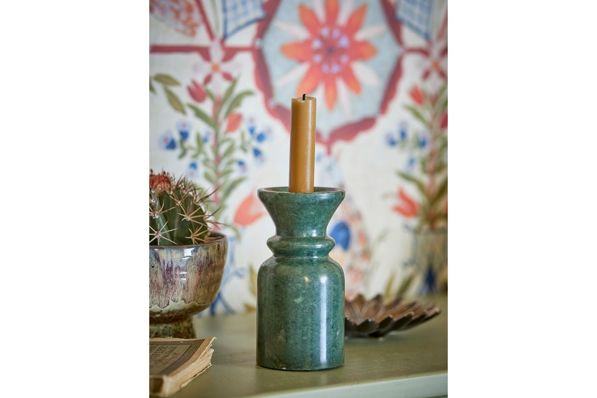 Kerzenhalter Saskia – grüner Marmor mit polierter Oberfläche