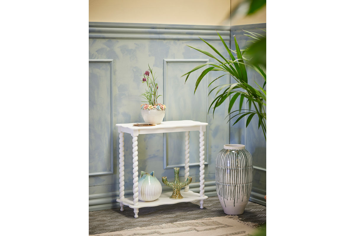 Console Table Liva – White MDF Table with Shelf