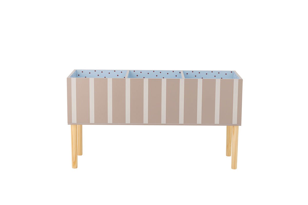 Children's Bookshelf Mila - in Brown with White Stripes for Books & Toys