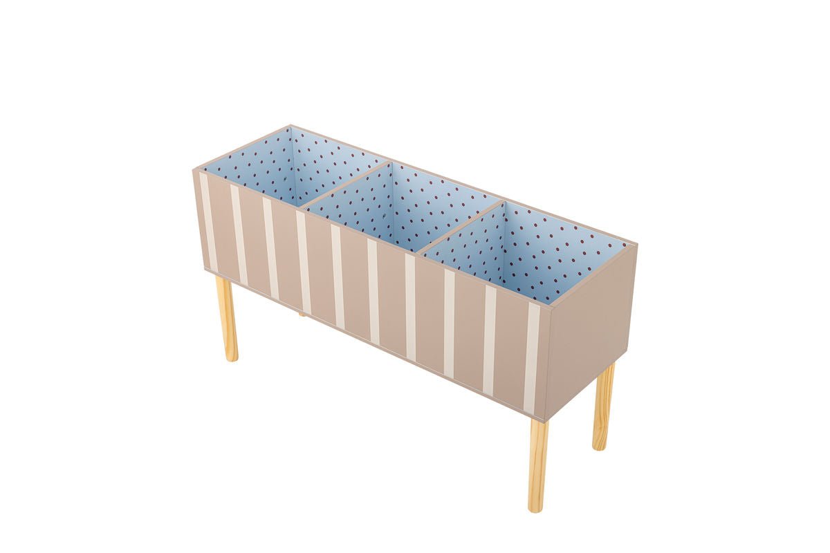 Children's Bookshelf Mila - in Brown with White Stripes for Books & Toys