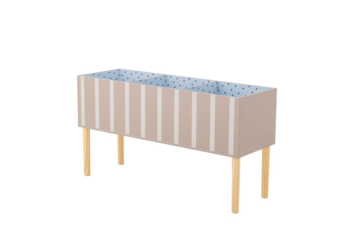 Children's Bookshelf Mila - in Brown with White Stripes for Books & Toys