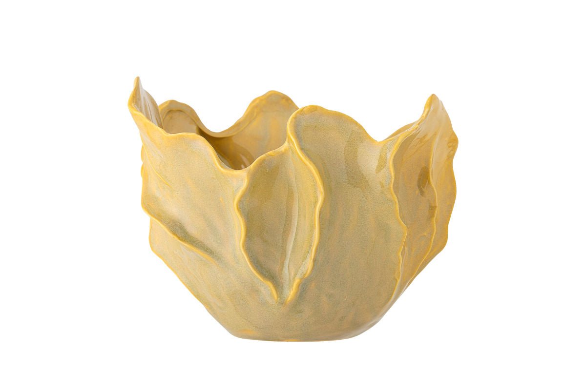 Auror Bowl – Sculptural Stoneware in Yellow