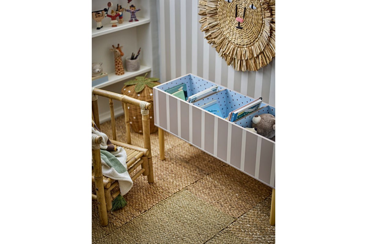 Children's Bookshelf Mila - in Brown with White Stripes for Books & Toys