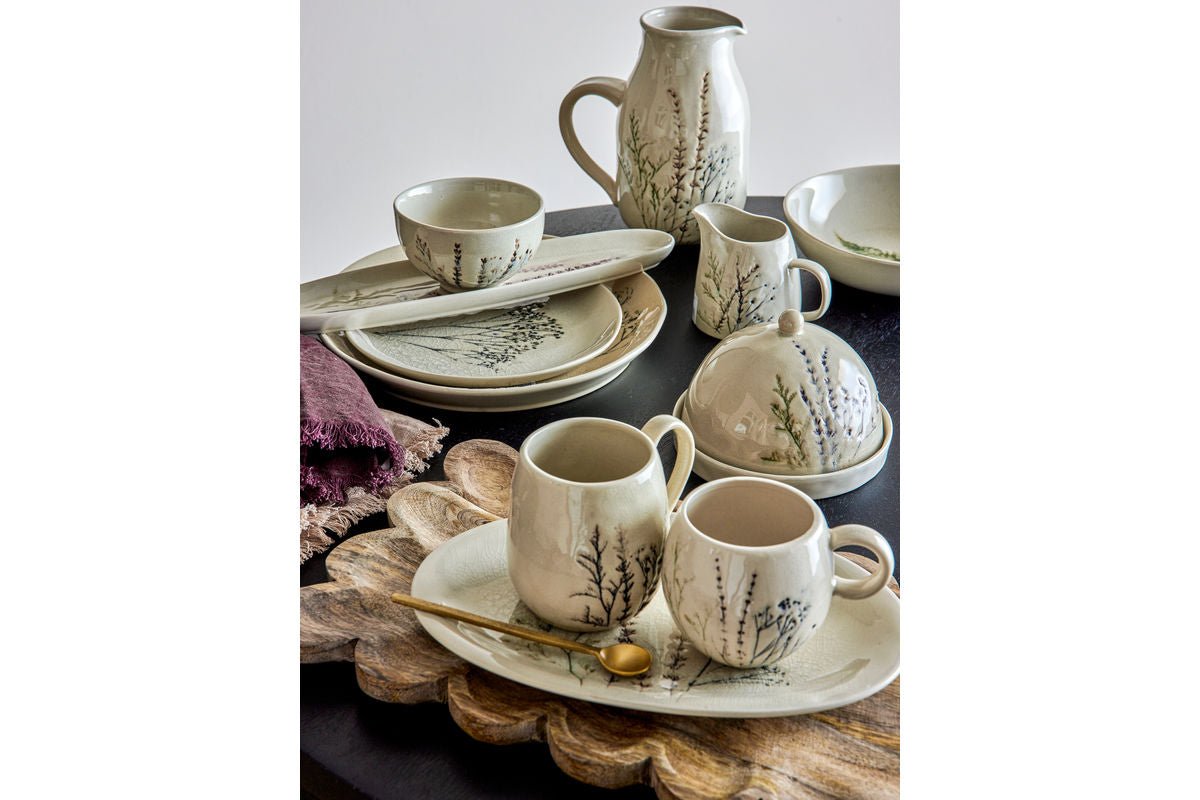 Servierplatte Avelis  - aus Steingut gefertigt - Blumenmotiv