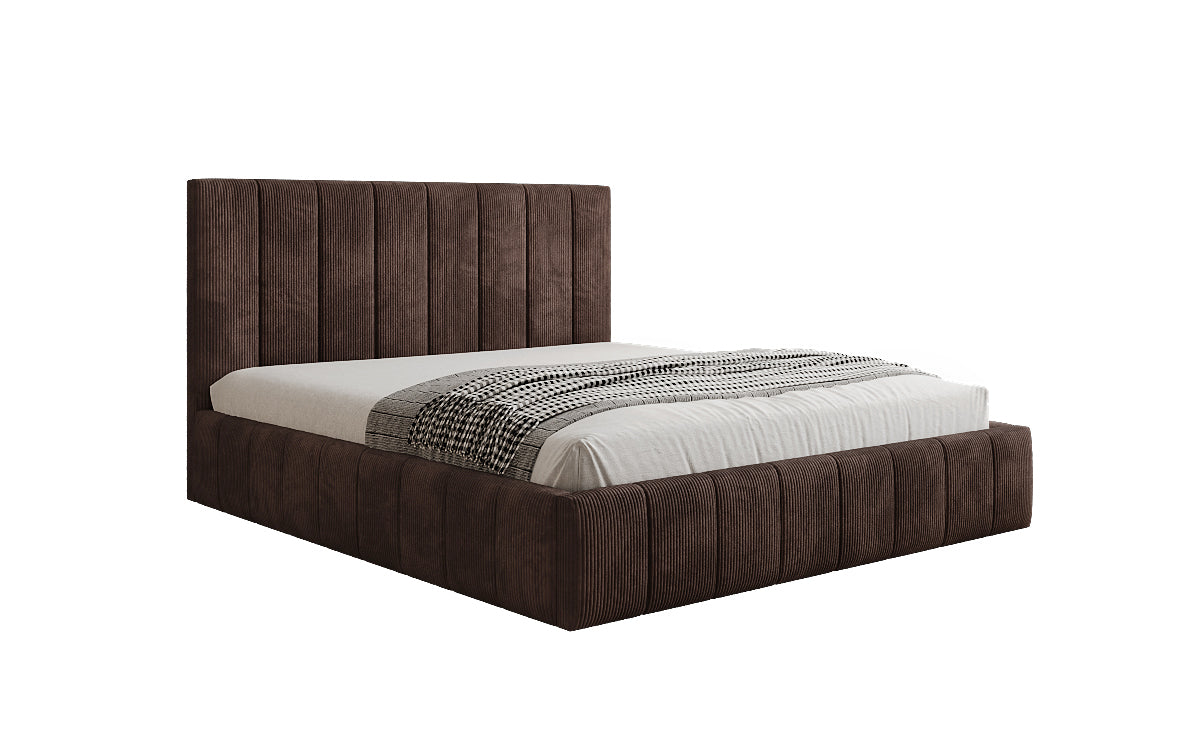 Designer upholstered bed Maja in Corduroy with storage