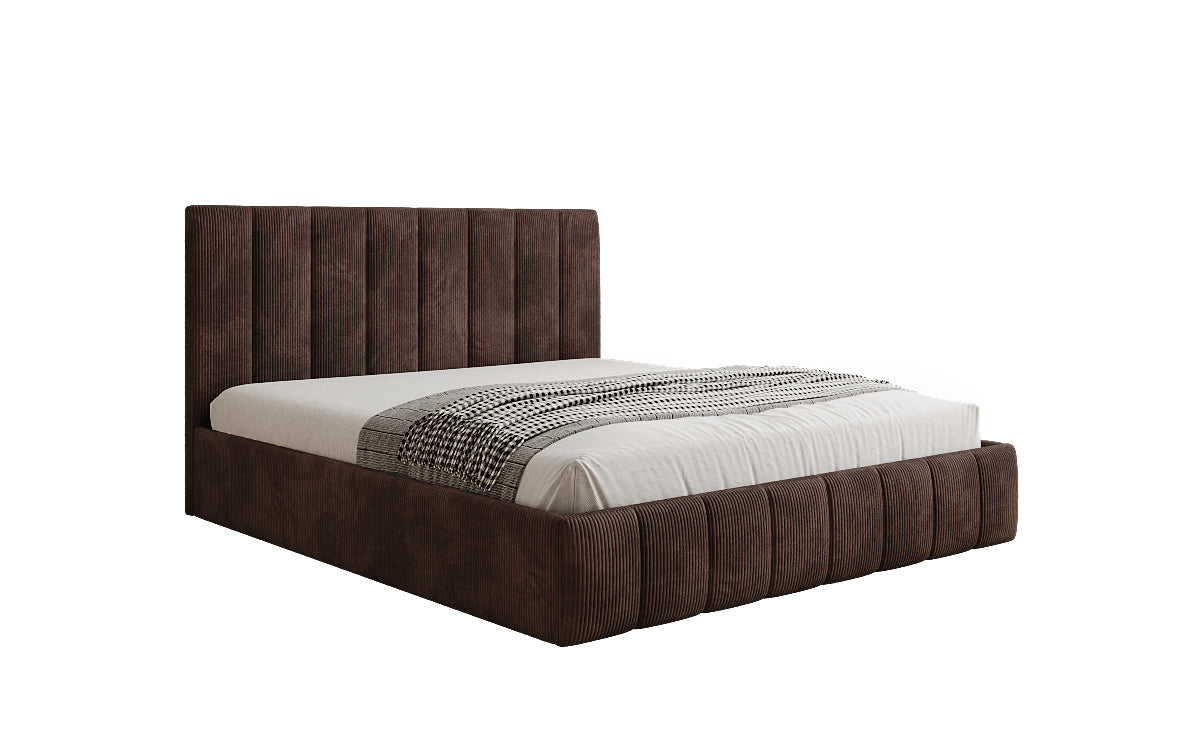 Designer upholstered bed Mila in Corduroy with storage