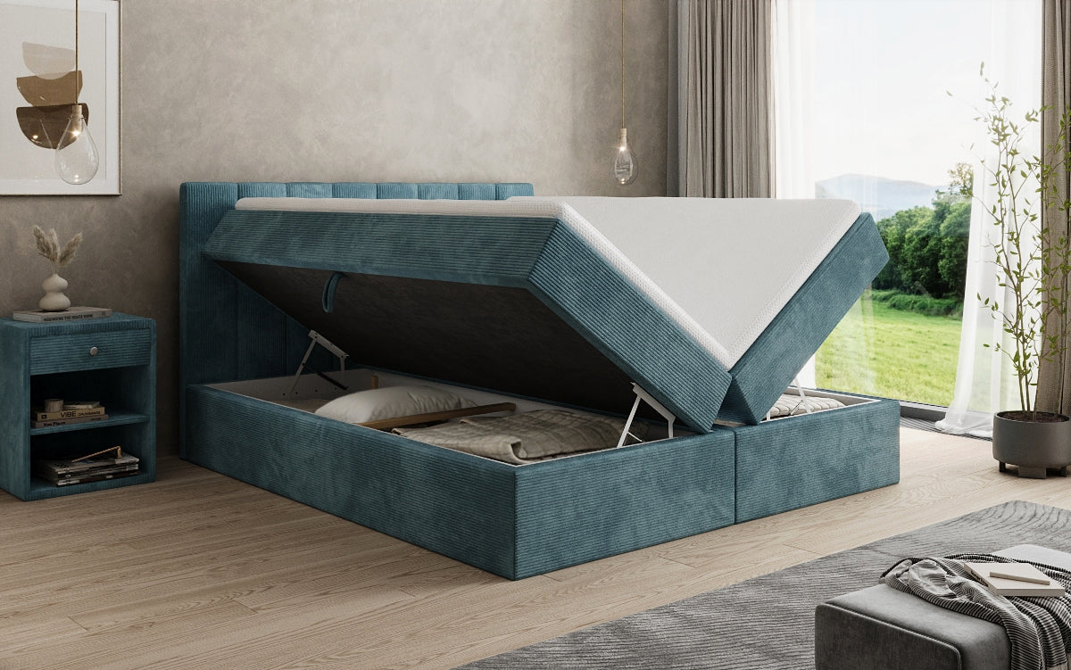 Sofia box spring bed in Corduroy with storage