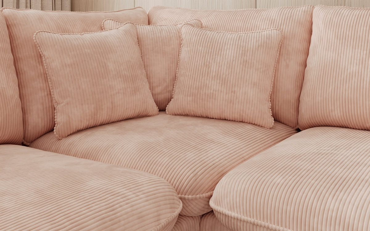 Designer corner sofa Laguna with metal feet in Corduroy