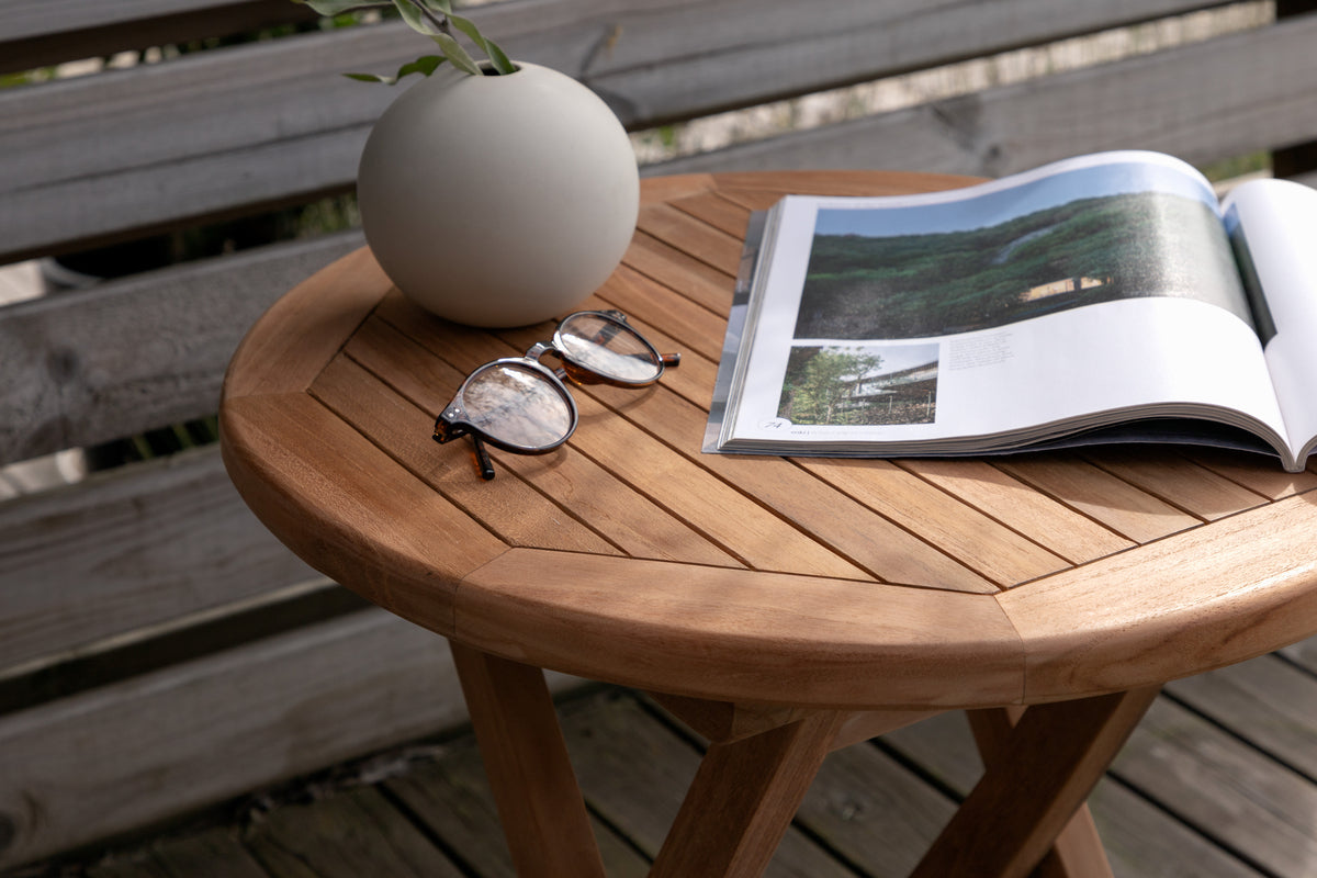 Coffee Table Hans - Ø50 with Teak Wood in Natural Look