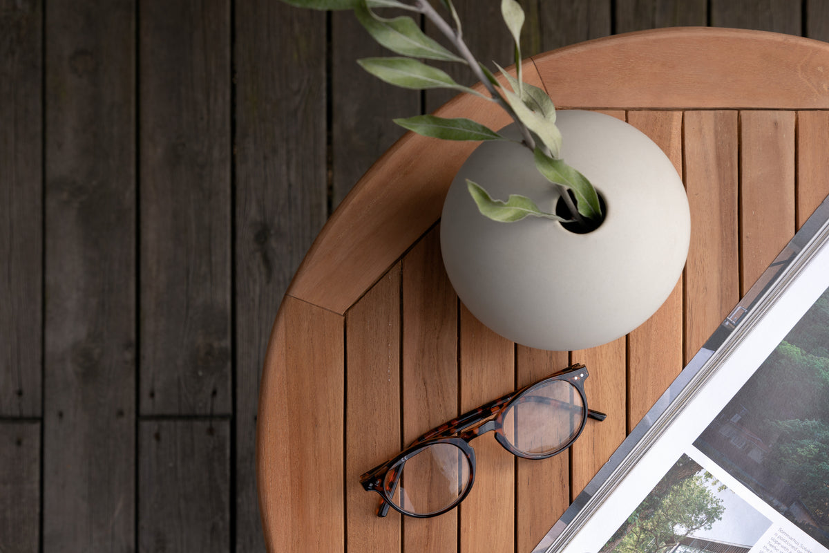 Coffee Table Hans - Ø50 with Teak Wood in Natural Look
