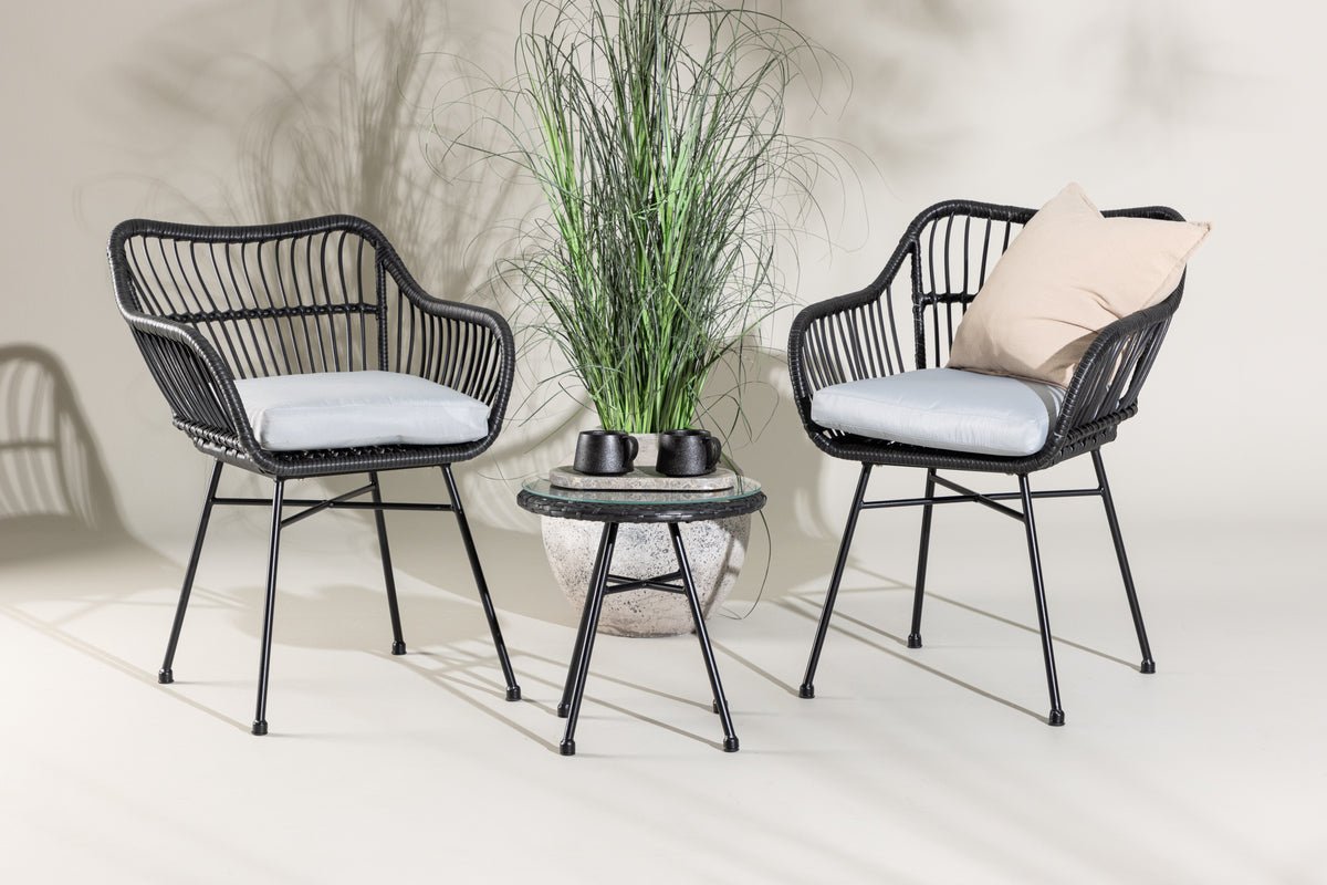 Garden seating group Aora - made of black natural rattan