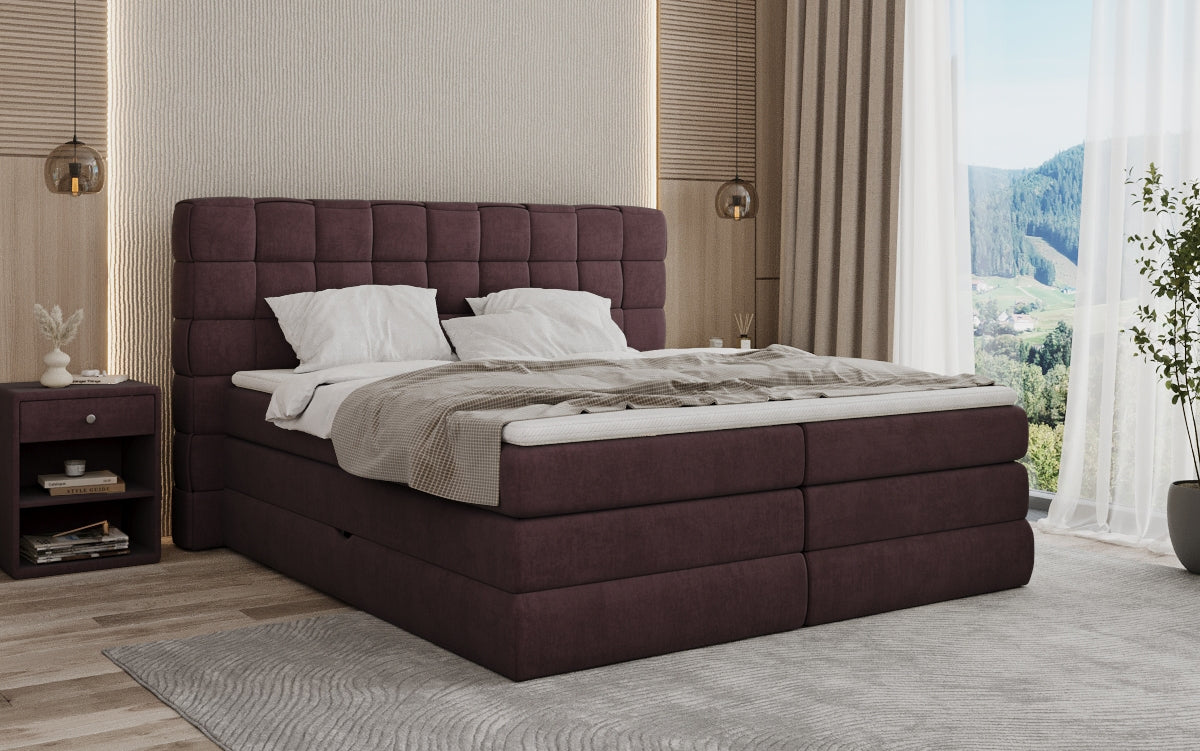 Trama box spring bed with storage in velvet