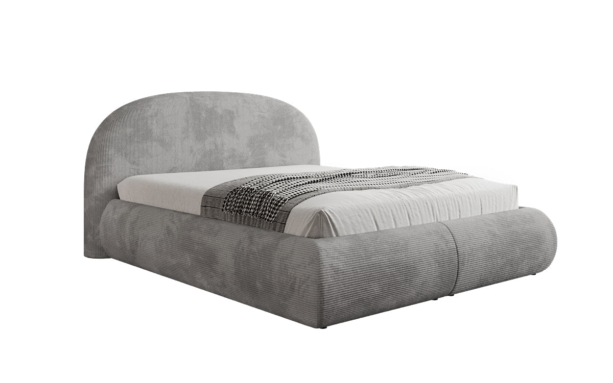 Designer upholstered bed Loop in Corduroy with storage space